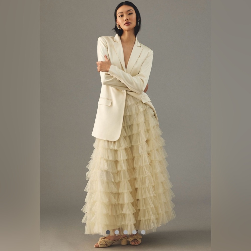 Anthropologie tulle skirt cream size small